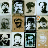 (100 x 100 cm.) compilatie 12 portraits  spray can