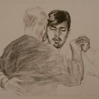 (30 x 40 cm.) charcoal